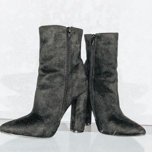Suede black booties